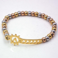Stainless steel beaded elastic cord bracelet wholesale