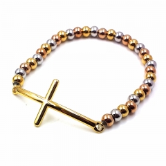 Stainless steel beaded elastic cord bracelet wholesale
