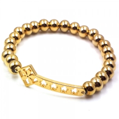 Stainless steel beaded elastic cord bracelet wholesale