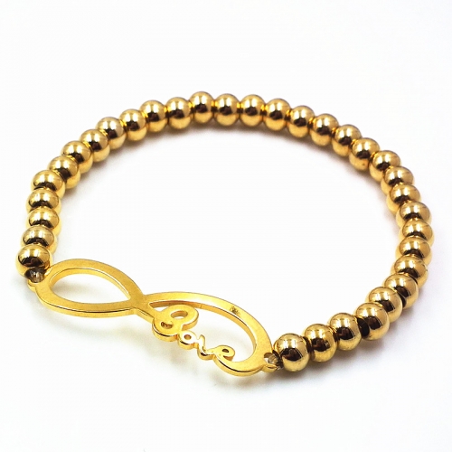 Stainless steel beaded elastic cord bracelet wholesale