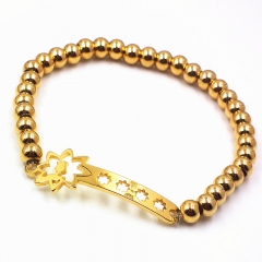 Stainless steel beaded elastic cord bracelet wholesale