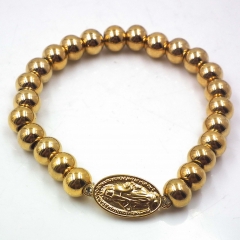 Stainless steel beaded elastic cord bracelet wholesale