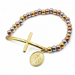 Stainless steel beaded elastic cord bracelet wholesale