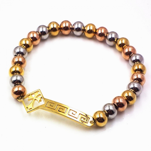 Stainless steel beaded elastic cord bracelet wholesale