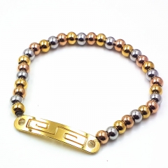 Stainless steel beaded elastic cord bracelet wholesale