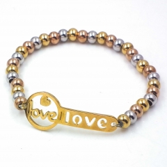 Stainless steel beaded elastic cord bracelet wholesale