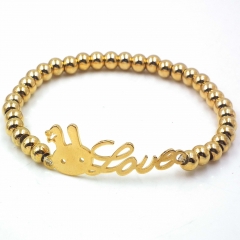 Stainless steel beaded elastic cord bracelet wholesale