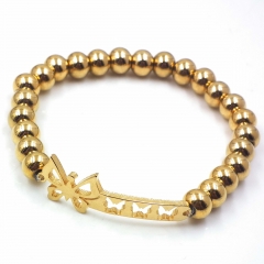 Stainless steel beaded elastic cord bracelet wholesale
