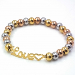 Stainless steel beaded elastic cord bracelet wholesale