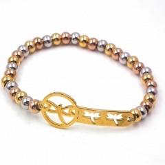 Stainless steel beaded elastic cord bracelet wholesale