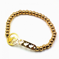 Stainless steel beaded elastic cord bracelet wholesale