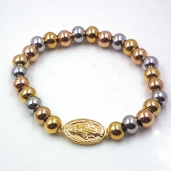 Stainless steel beaded elastic cord bracelet wholesale