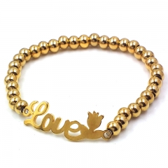 Stainless steel beaded elastic cord bracelet wholesale