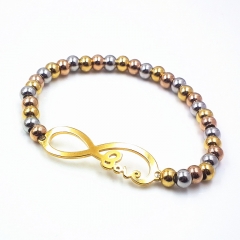 Stainless steel beaded elastic cord bracelet wholesale