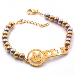 Stainless steel women's jewelry beaded bracelet wholesale