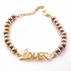 Stainless steel women's jewelry beaded bracelet wholesale