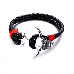 Stainless steel leather bracelet