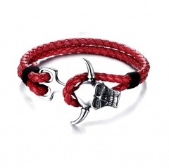 Stainless steel leather bracelet