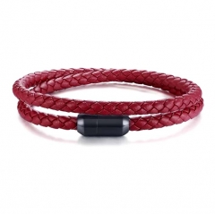 Stainless steel leather bracelet