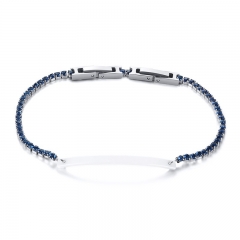 Stainless steel ceramic badge with white blue zircon bracelet