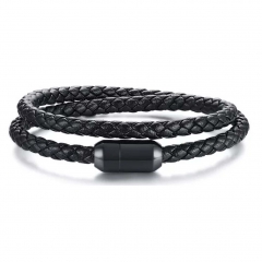 Stainless steel leather bracelet
