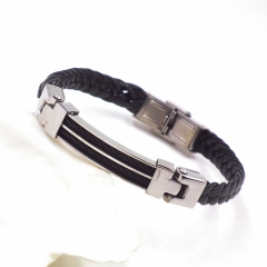 Men stainless steel Leather bangles