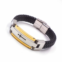 Men stainless steel Leather bangles