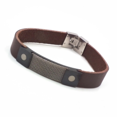 Men stainless steel Leather bangles