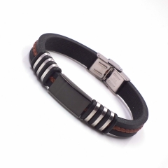 Men stainless steel Leather bangles