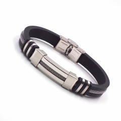 Men stainless steel Leather bangles