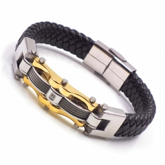 Men stainless steel Leather bangles