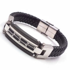 Men stainless steel Leather bangles