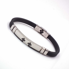 Men stainless steel Leather bangles