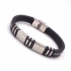 Men stainless steel Leather bangles