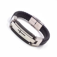 Men stainless steel Leather bangles