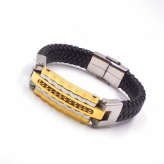 Men stainless steel Leather bangles