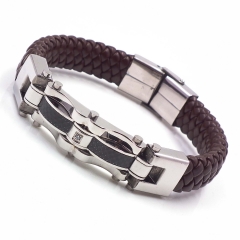 Men stainless steel Leather bangles