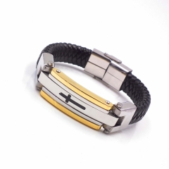 Men stainless steel Leather bangles