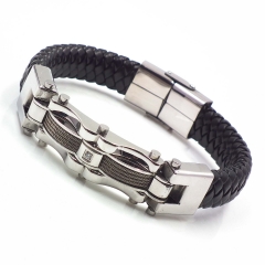 Men stainless steel Leather bangles