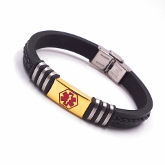 Men stainless steel Leather bangles