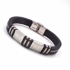 Men stainless steel Leather bangles