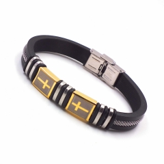 Men stainless steel Leather bangles