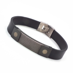 Men stainless steel Leather bangles