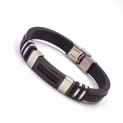 Men stainless steel Leather bangles