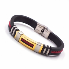 Men stainless steel Leather bangles