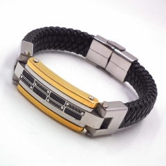 Men stainless steel Leather bangles