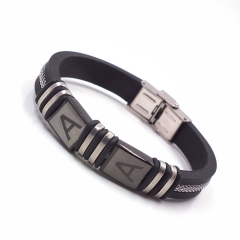 Men stainless steel Leather bangles