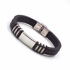 Men stainless steel Leather bangles