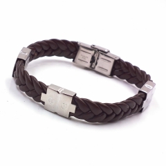 Men stainless steel Leather bangles