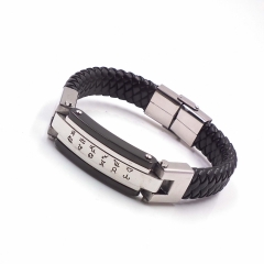 Men stainless steel Leather bangles